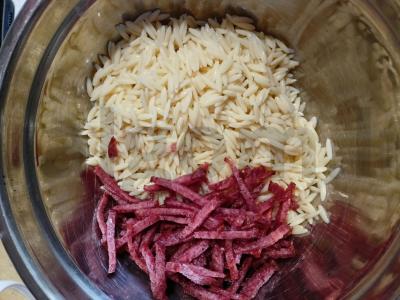 Makaronų salotos su rizoni Žingsnis 3