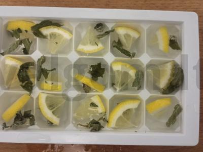 Ledas gėrimams su citrina ir mėtomis pagrindine nuotrauka