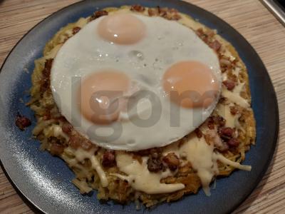 Pusryčiai 2 viename: bulvinis blynas su kiaušiniene pagrindine nuotrauka