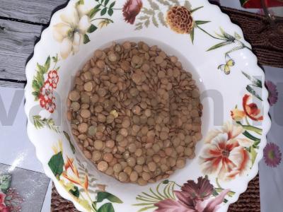 Lęšių garnyras su apelsinų sultimis Žingsnis 1