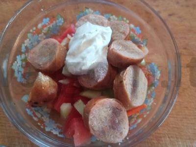 Salotos su korėjietiška morkyte ir dešrelėmis Žingsnis 4