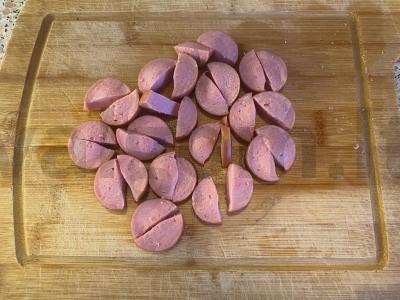 Spagečiai su daržovėmis ir dešrelėmis Žingsnis 7