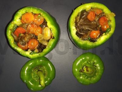 Kepti pipirai, įdaryti pievagrybiais Žingsnis 3