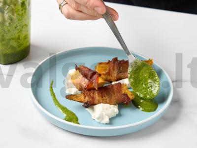 Saldus bulvės su šonine ir plakta grietine Žingsnis 7