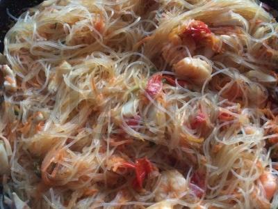 Funchosa su jūros gėrybėmis, daržovėmis ir žolelėmis Žingsnis 9