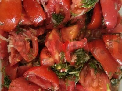 Greiti aštrūs pomidorai su žolelėmis ir česnaku Žingsnis 7