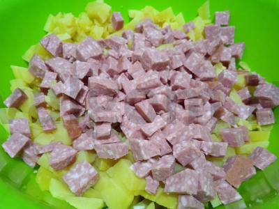 Okroška su beržų sultimis, rūkytomis dešromis ir majonezu Žingsnis 3