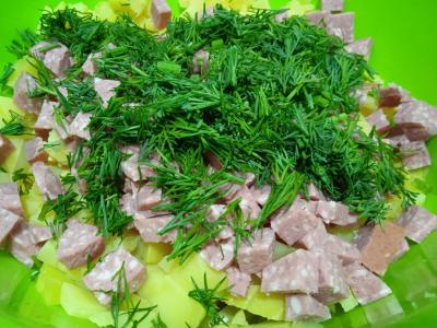 Okroška su beržų sultimis, rūkytomis dešromis ir majonezu Žingsnis 4