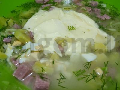 Okroška su beržų sultimis, rūkytomis dešromis ir majonezu Žingsnis 8