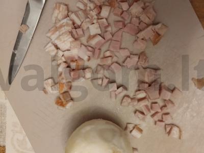 Kukurūzų košė su šonine aštriu sojų padažu Žingsnis 1