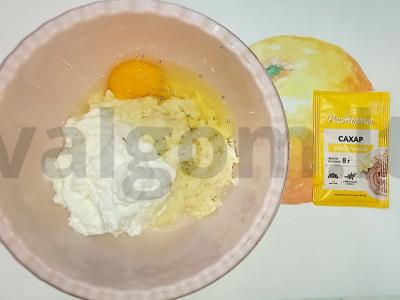 Kruopų ir varškės apkepas Žingsnis 2