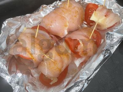 Vištienos ritinėliai su pomidorais ir sūriu Žingsnis 8