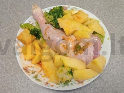 Vištienos šlaunelė, kepta su bulvėmis ir brokoliais Žingsnis 5