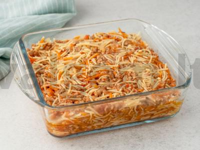 Makaronų apkepas su faršu orkaitėje Žingsnis 8