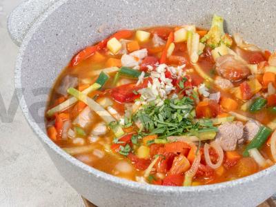 Laghman su kiauliena ir daržovėmis Žingsnis 3