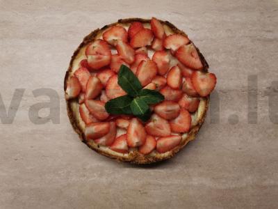 Klasikinis sūrio pyragas su braškėmis pagrindine nuotrauka