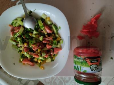 Aštrus žuvies salotas su cukinija ir kalendra Žingsnis 4