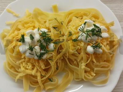 Makaronai-nestai su sūriu ir varškės sūriu pagrindine nuotrauka