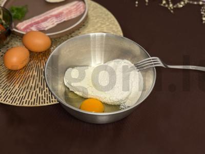 Varškės hachapuri su bekonu ir vyšniniais pomidorais Žingsnis 1