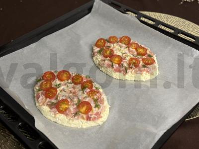 Varškės hachapuri su bekonu ir vyšniniais pomidorais Žingsnis 5