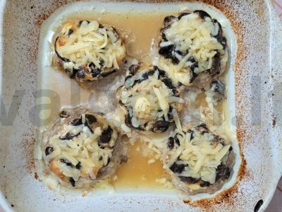 Sotūs mėsos lizdai iš faršo su grybais ir sūriu Žingsnis 6