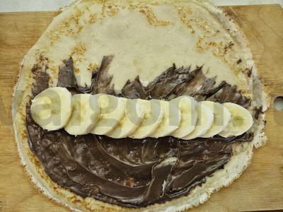 Skanūs blynai su šokoladu ir bananais Žingsnis 3