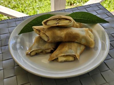 Skanūs blynai su šokoladu ir bananais pagrindine nuotrauka