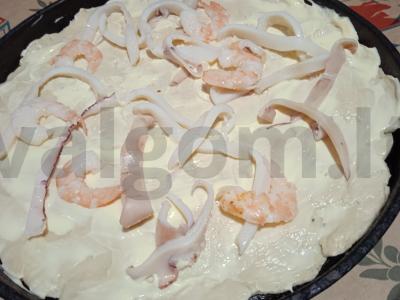 Pica su krevetėmis, kalmarais ir čili pipirais Žingsnis 4