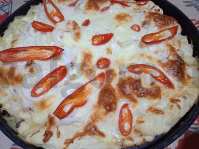 Pica su krevetėmis, kalmarais ir čili pipirais Žingsnis 7