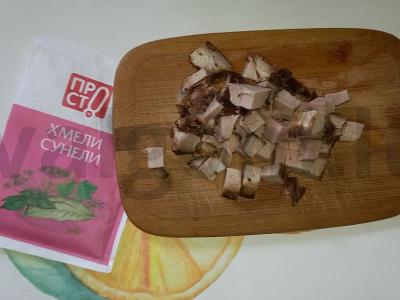 Kabakų troškinys su rūkytomis kiaulienos mėsos gabalėliais Žingsnis 3