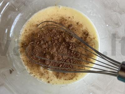 Šokoladinis blynų ritinys be cukraus ir glitimo su varškės-bananų įdaru Žingsnis 2