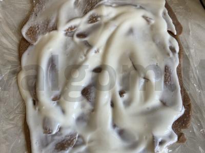 Šokoladinis blynų ritinys be cukraus ir glitimo su varškės-bananų įdaru Žingsnis 7