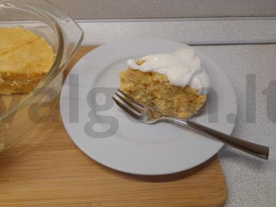 Varškės-kokosų apkepas su obuoliu ir kriauše mikrobangų krosnelėje pagrindine nuotrauka