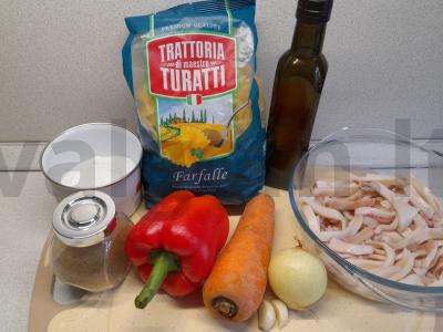 Farfalle su kalmarais ir daržovėmis Žingsnis 3