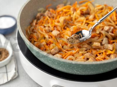 Kepta moliūgų su mėsa Žingsnis 7