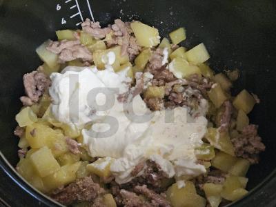 Troškinta bulvė ir cukinija su faršu Žingsnis 3