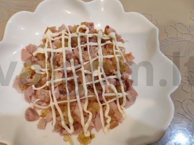 Sluoksniuotas salotas su rūkytomis vištienos krūtinėlėmis Žingsnis 9