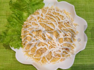 Sluoksniuotas salotas su rūkytomis vištienos krūtinėlėmis pagrindine nuotrauka