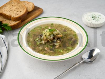 Šči su kiauliena ir grybais pagrindine nuotrauka