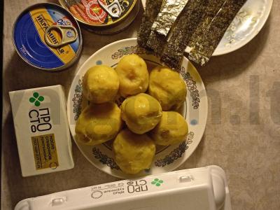 Bulvių onigiri „Mentaiko“ Žingsnis 1