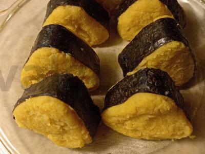 Bulvių onigiri „Mentaiko“ pagrindine nuotrauka