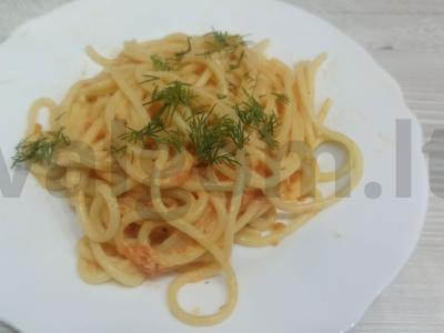 Spagečiai su padažu pagrindine nuotrauka