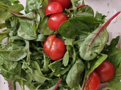 Salotas su žalumynais, mocarela ir pušų riešutais Žingsnis 1