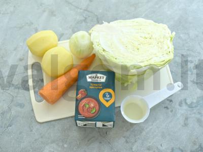 Šči su mėsos sultiniu ir pomidorais Žingsnis 1