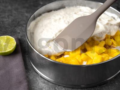 Mango-royal tortas be kepimo Žingsnis 8