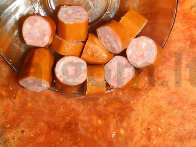 Toskaniškas troškintas sriuba su medžiotojų dešrelėmis, pupelėmis, avinžirniais ir lęšiais Žingsnis 14