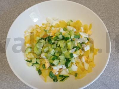 Okroška su rūkytomis dešromis ir majonezu ant pieno išrūgų Žingsnis 4