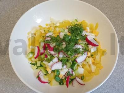 Okroška su rūkytomis dešromis ir majonezu ant pieno išrūgų Žingsnis 6