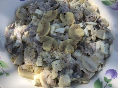 Grybų salotas su mėsa Žingsnis 6