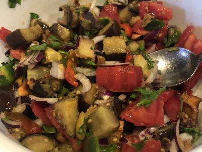 Salotos su baklažanais ir daržovėmis Žingsnis 7